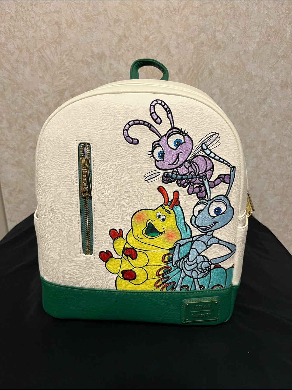 White & Green Character Backpack - Unbranded
